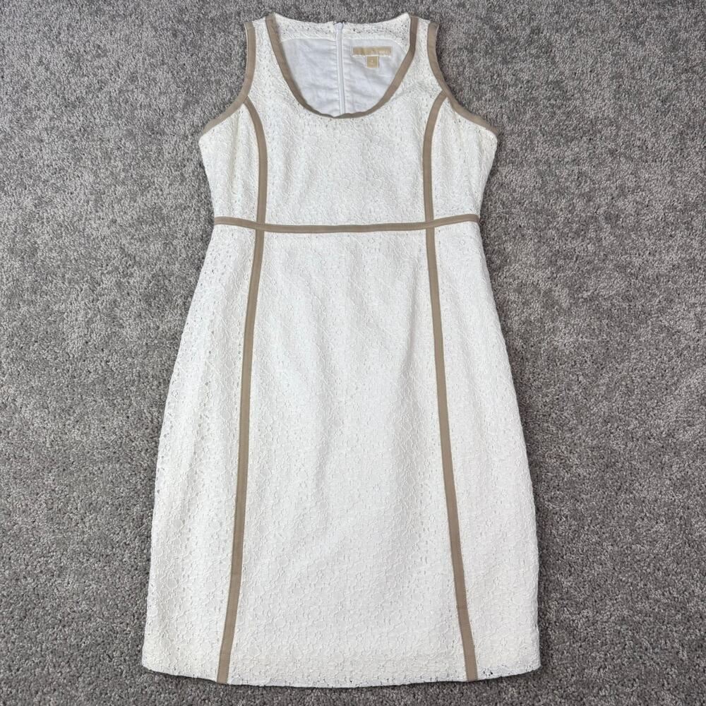 Michael by Michael Kors White Cream Beige Lace Pencil Dress Size 8